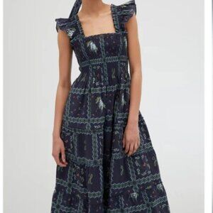 XS Hill House Equestrian Nap Dress "Navy Floral Patchwork"